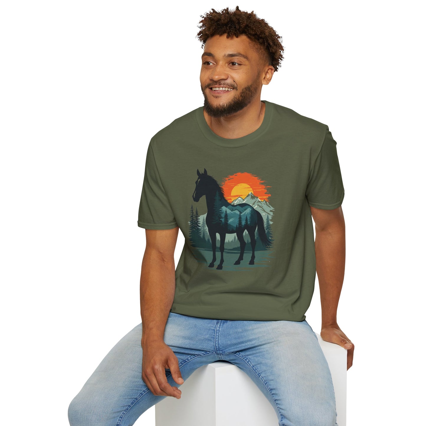 Mountain Sunset Horse Graphic T-Shirt