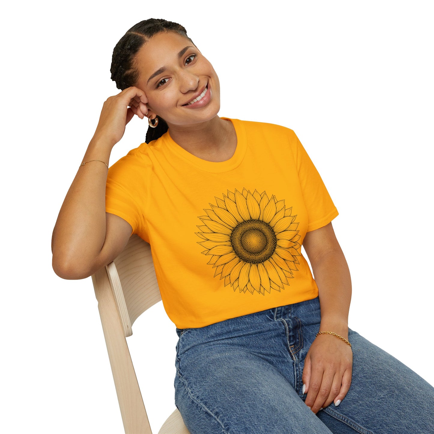 Sunflower Line Art T-Shirt
