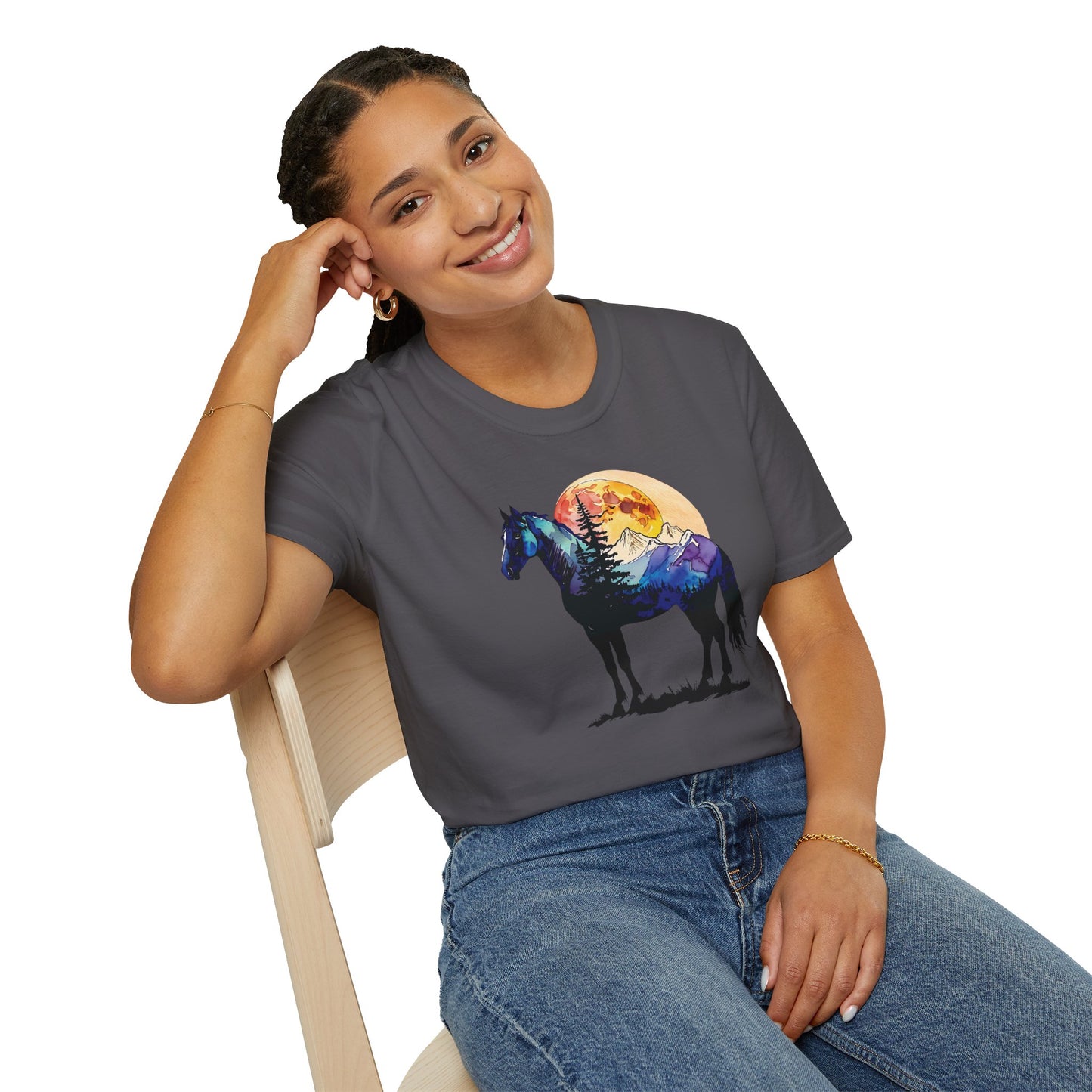Wild Spirit Horse Sunset Graphic T-Shirt