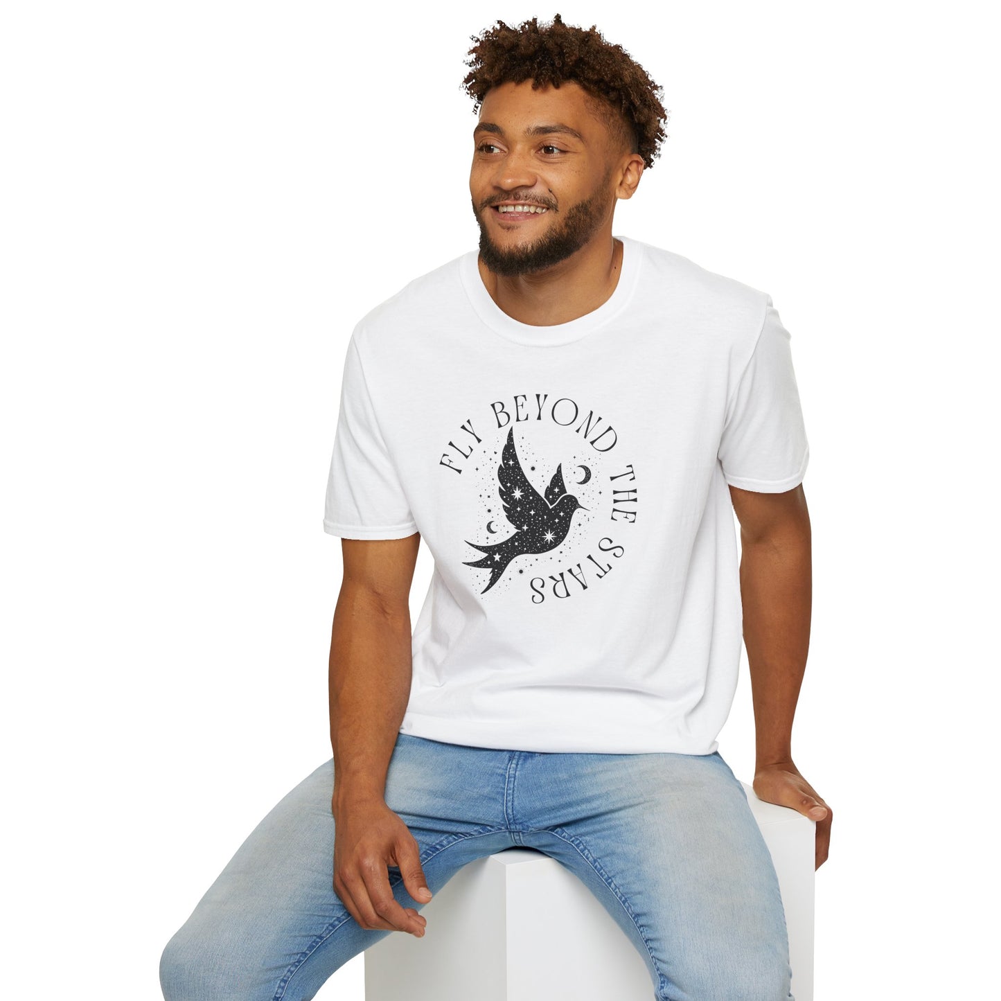 Fly Beyond The Stars Celestial Bird Graphic T-Shirt
