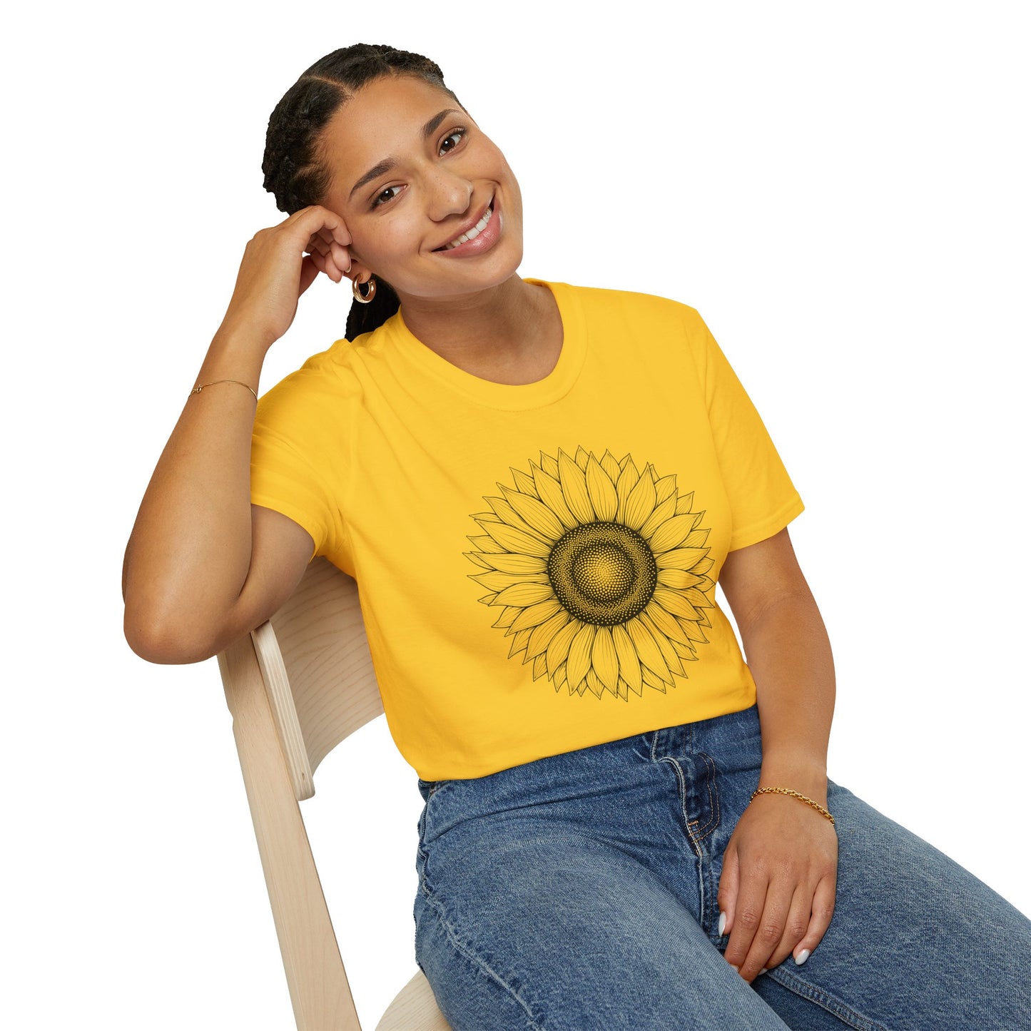 Sunflower Line Art T-Shirt
