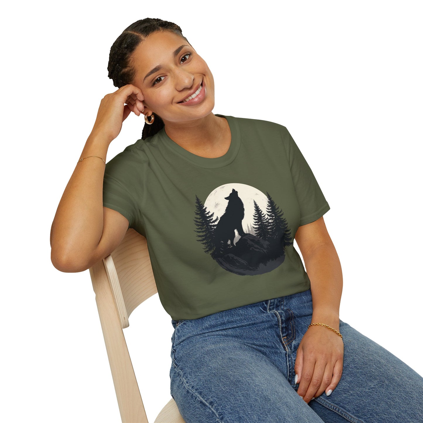 Howling Wolf in Moon Light T-Shirt
