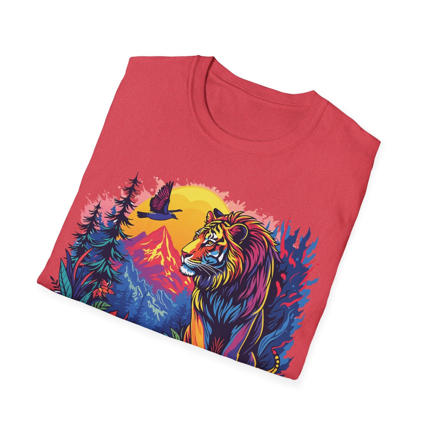 Wild Lion Graphic Unisex Softstyle T-Shirt - Nature Lover's Apparel