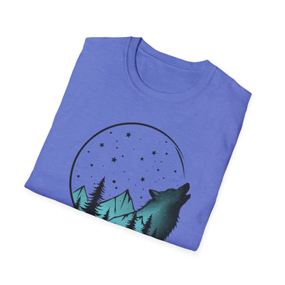 Howling Wolf Unisex Softstyle T-Shirt - Nature Graphic Tee for Adventure Lovers