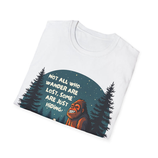 Adventure Awaits Unisex Softstyle T-Shirt - 'Not All Who Wander Are Lost, Some Are Just Hiding'