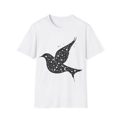 Celestial Bird Unisex Softstyle T-Shirt - Cosmic Star Print