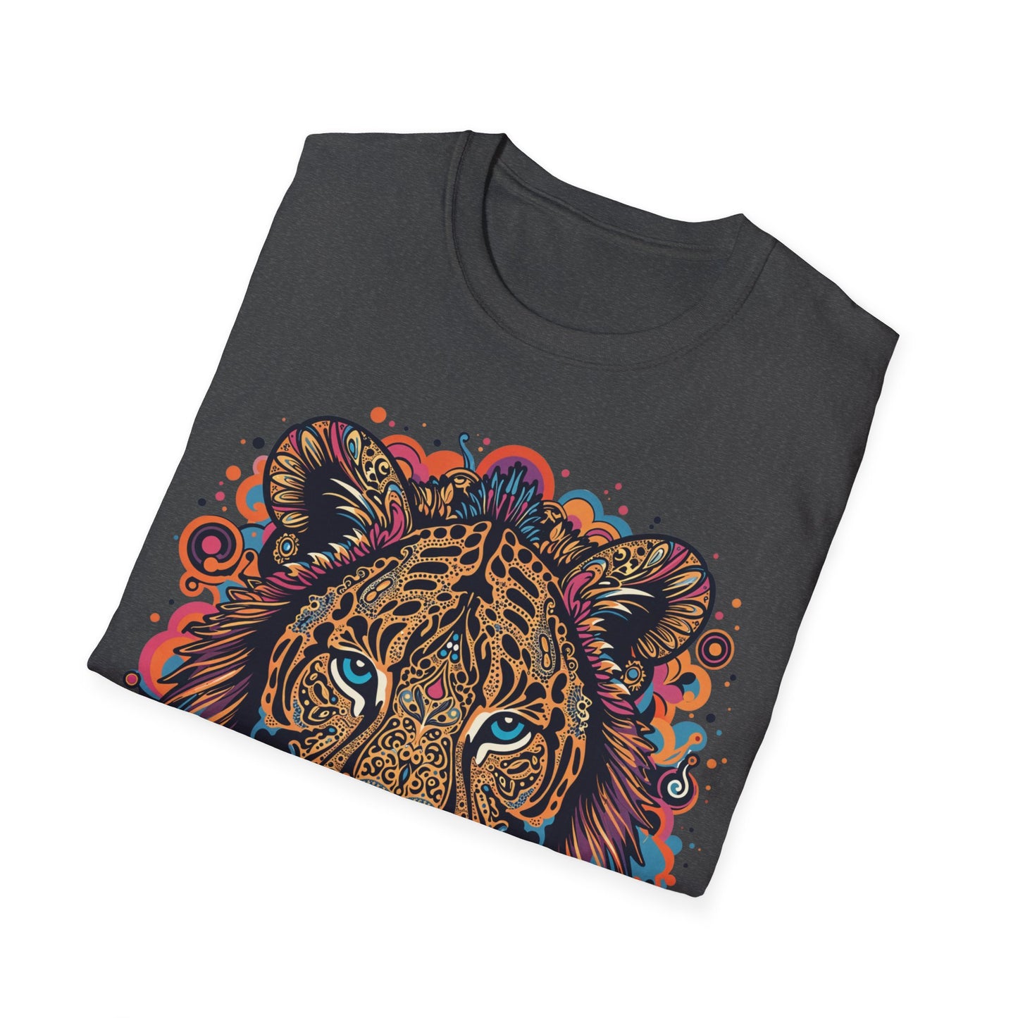 Vibrant Lion Unisex Softstyle T-Shirt - Eye-Catching Graphic Tee for Animal Lovers