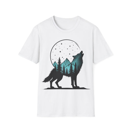 Howling Wolf Unisex Softstyle T-Shirt - Nature Graphic Tee for Adventure Lovers