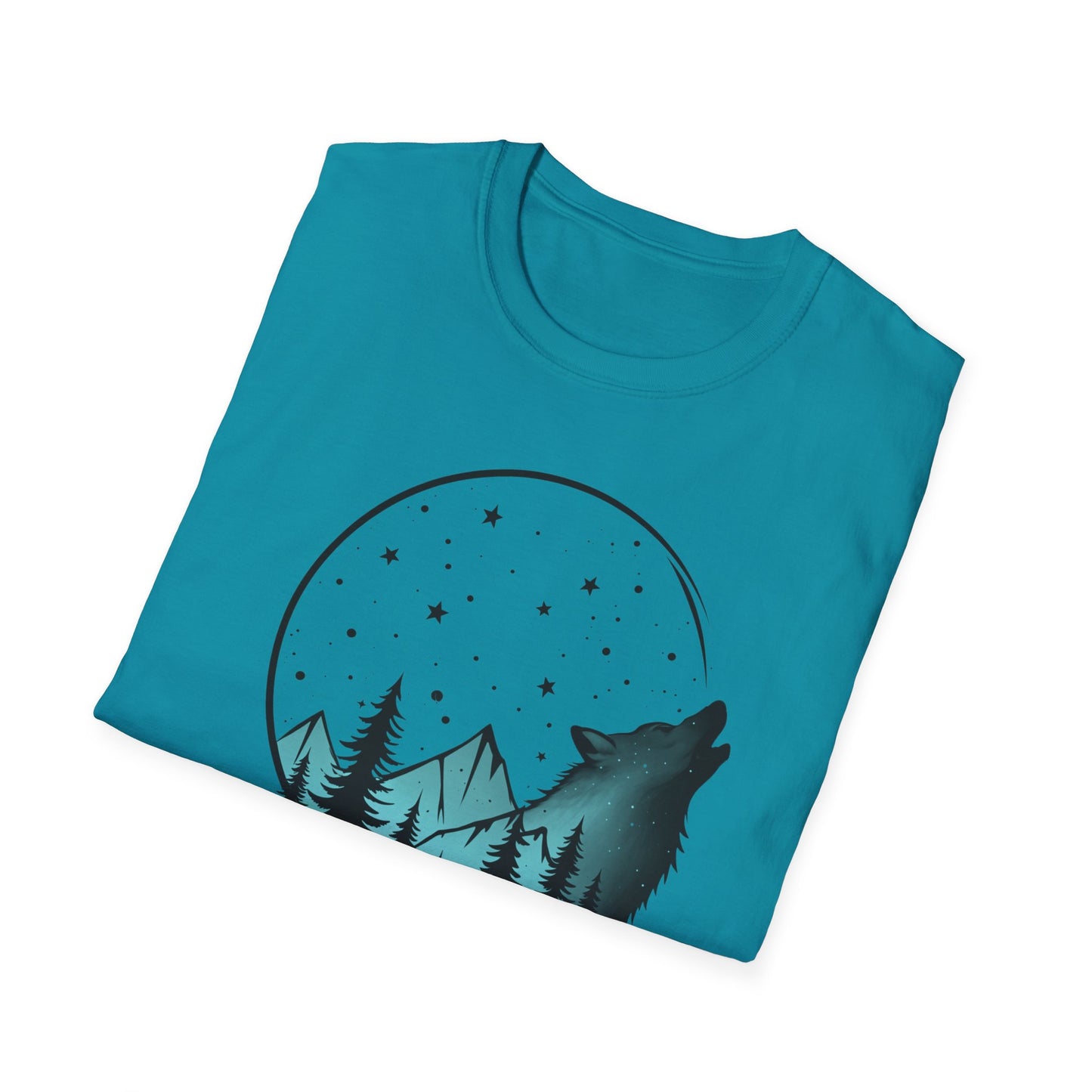 Howling Wolf Unisex Softstyle T-Shirt - Nature Graphic Tee for Adventure Lovers