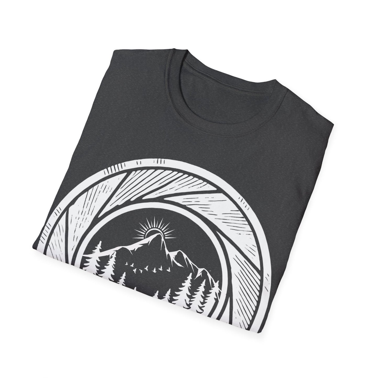 Nature-Inspired Unisex Softstyle T-Shirt with Mountain Design