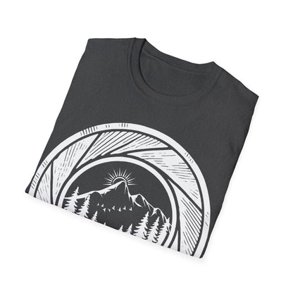 Nature-Inspired Unisex Softstyle T-Shirt with Mountain Design