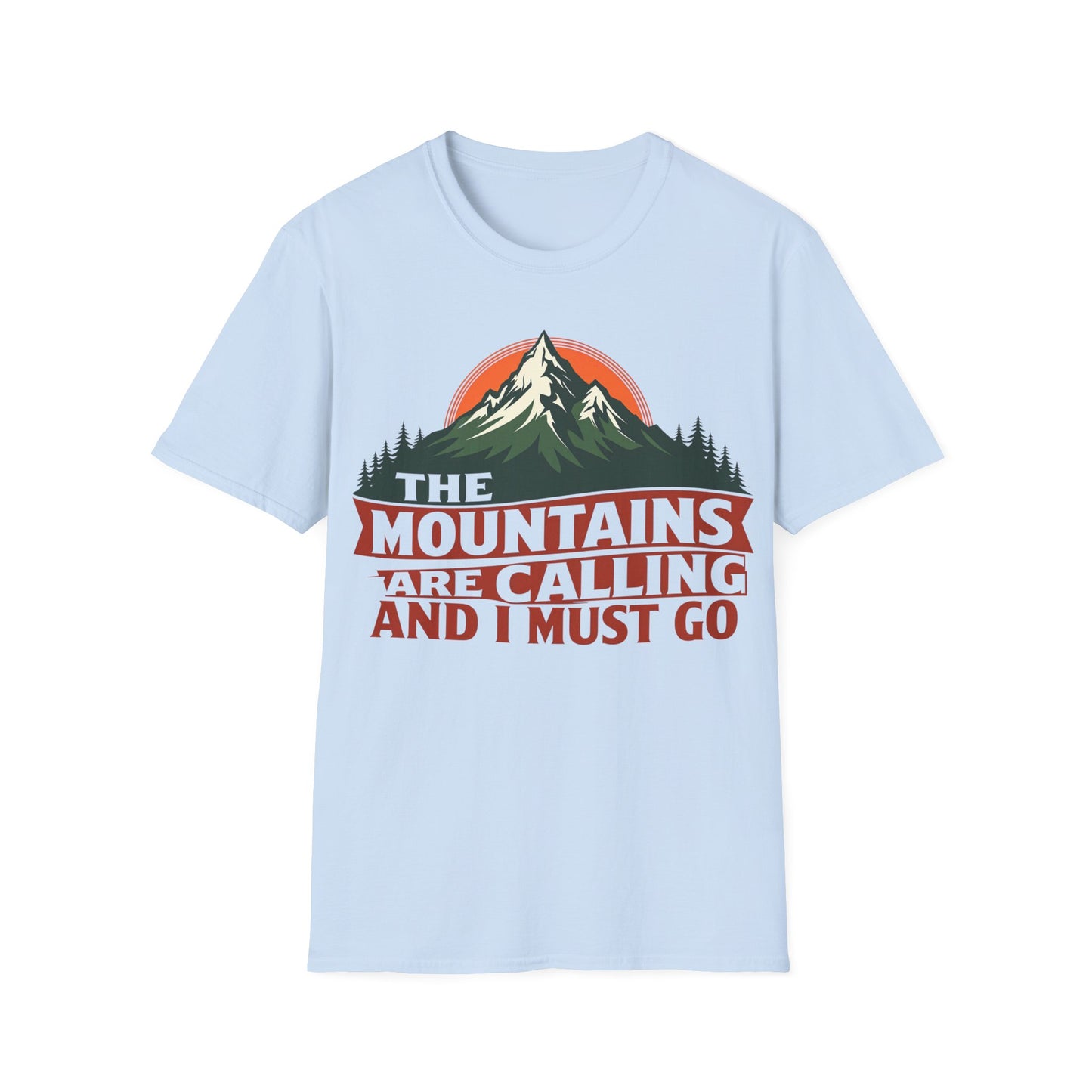 Unisex Softstyle T-Shirt - 'The Mountains Are Calling' Adventure Tee