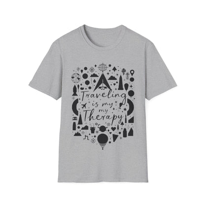 Traveling is My Therapy Unisex Softstyle T-Shirt - Adventure & Wanderlust Apparel