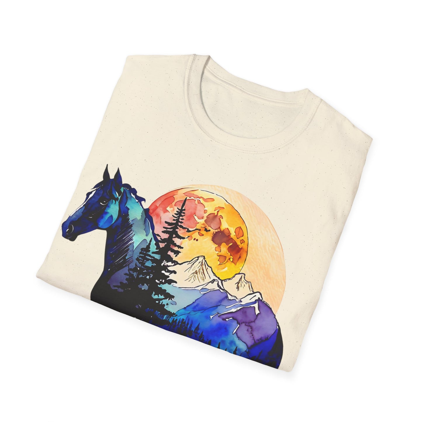 Mountain Sunset Horse Unisex Softstyle T-Shirt - Nature Lover Gift