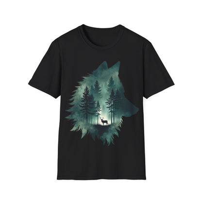 Wolf Silhouette Nature Unisex Softstyle T-Shirt