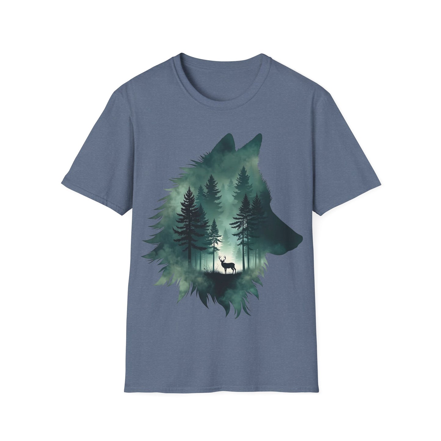 Wolf Silhouette Nature Unisex Softstyle T-Shirt