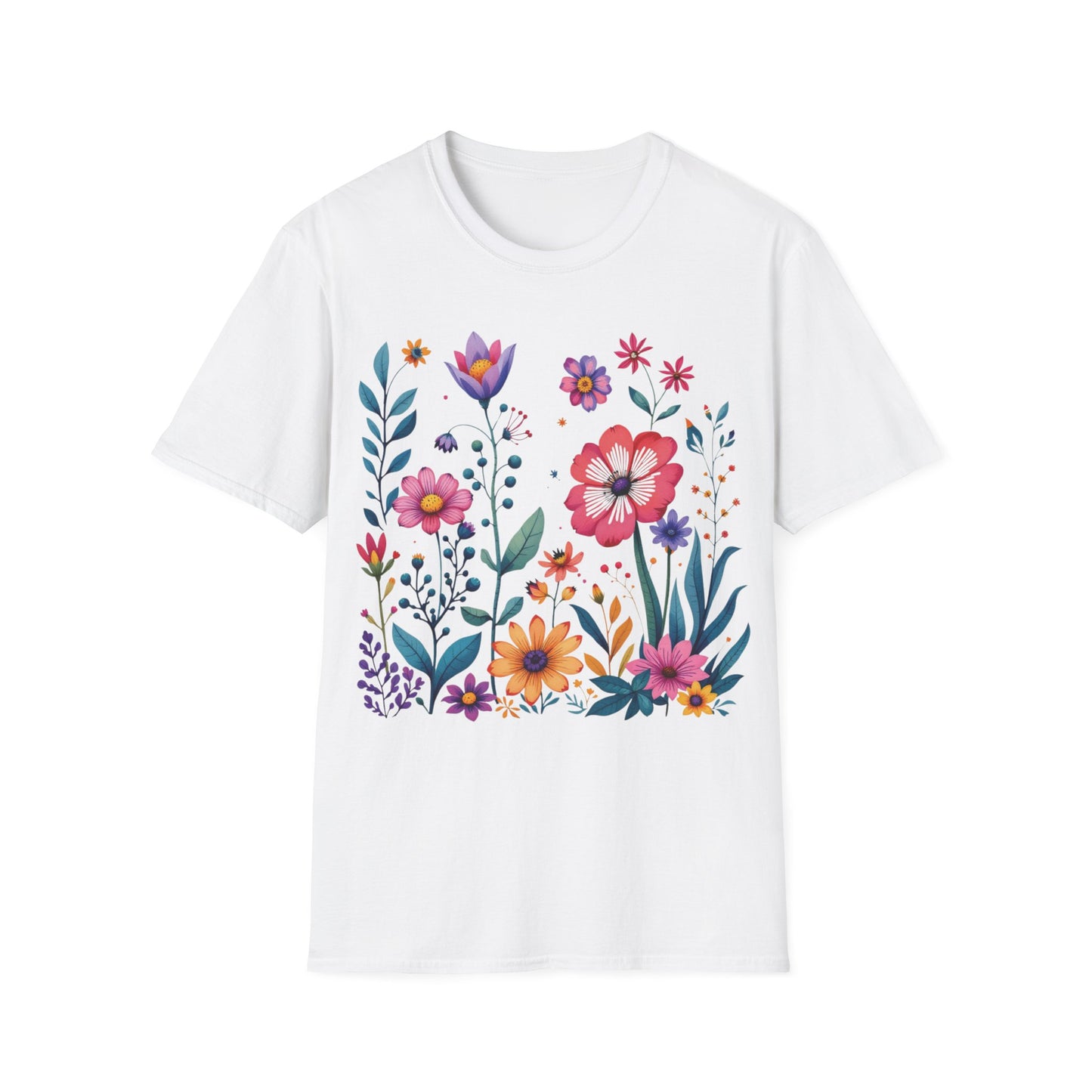 Floral Print Unisex Softstyle T-Shirt - Perfect for Spring Celebrations