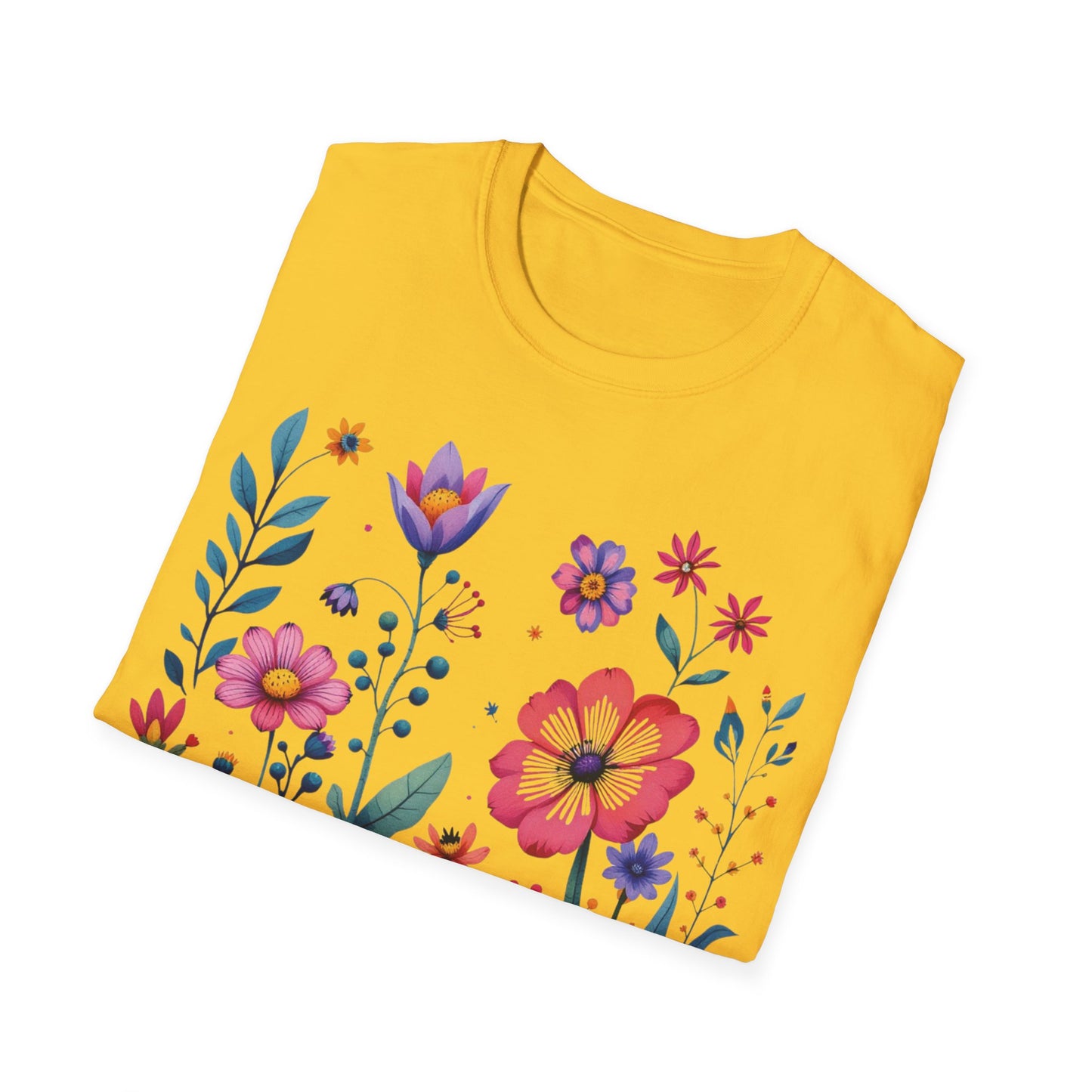 Floral Print Unisex Softstyle T-Shirt - Perfect for Spring Celebrations