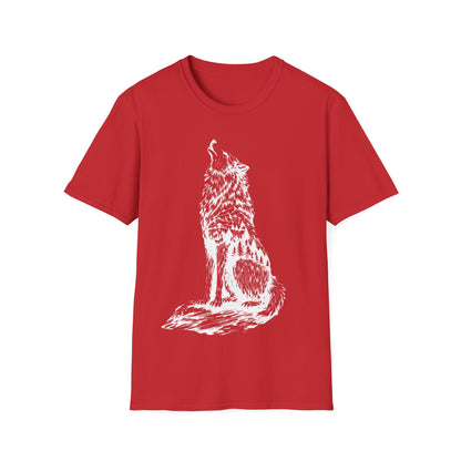 Howling Wolf Unisex Softstyle T-Shirt – Nature Inspired Graphic Tee for Outdoor Enthusiasts