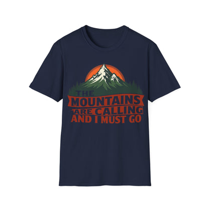 Unisex Softstyle T-Shirt - 'The Mountains Are Calling' Adventure Tee