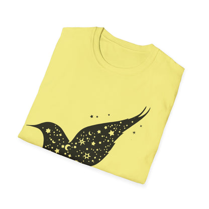 Celestial Bird Unisex Softstyle T-Shirt - Cosmic Star Print