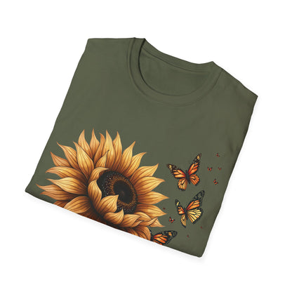 Live Simply, Bloom Wildly Sunflower Unisex Softstyle T-Shirt