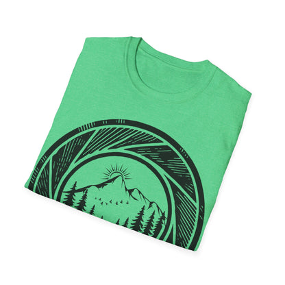 Nature-Inspired Unisex Softstyle T-Shirt with Mountain Design