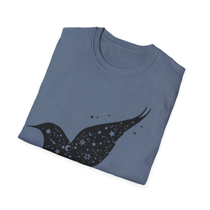 Celestial Bird Unisex Softstyle T-Shirt - Cosmic Star Print