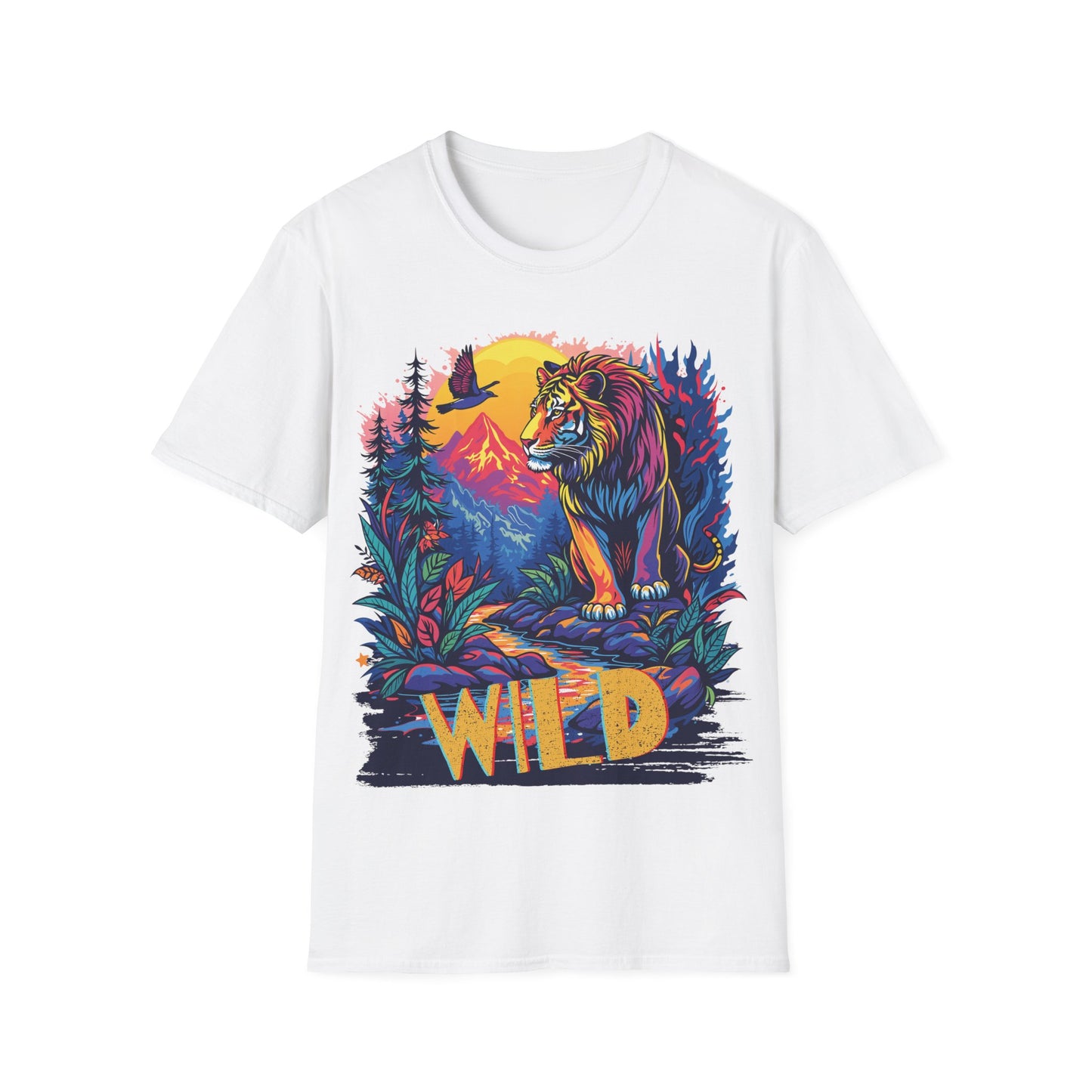 Wild Lion Graphic Unisex Softstyle T-Shirt - Nature Lover's Apparel