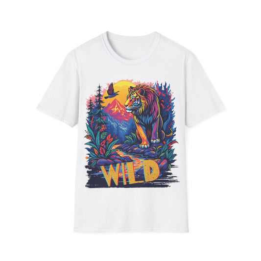 Wild Lion Graphic Unisex Softstyle T-Shirt - Nature Lover's Apparel