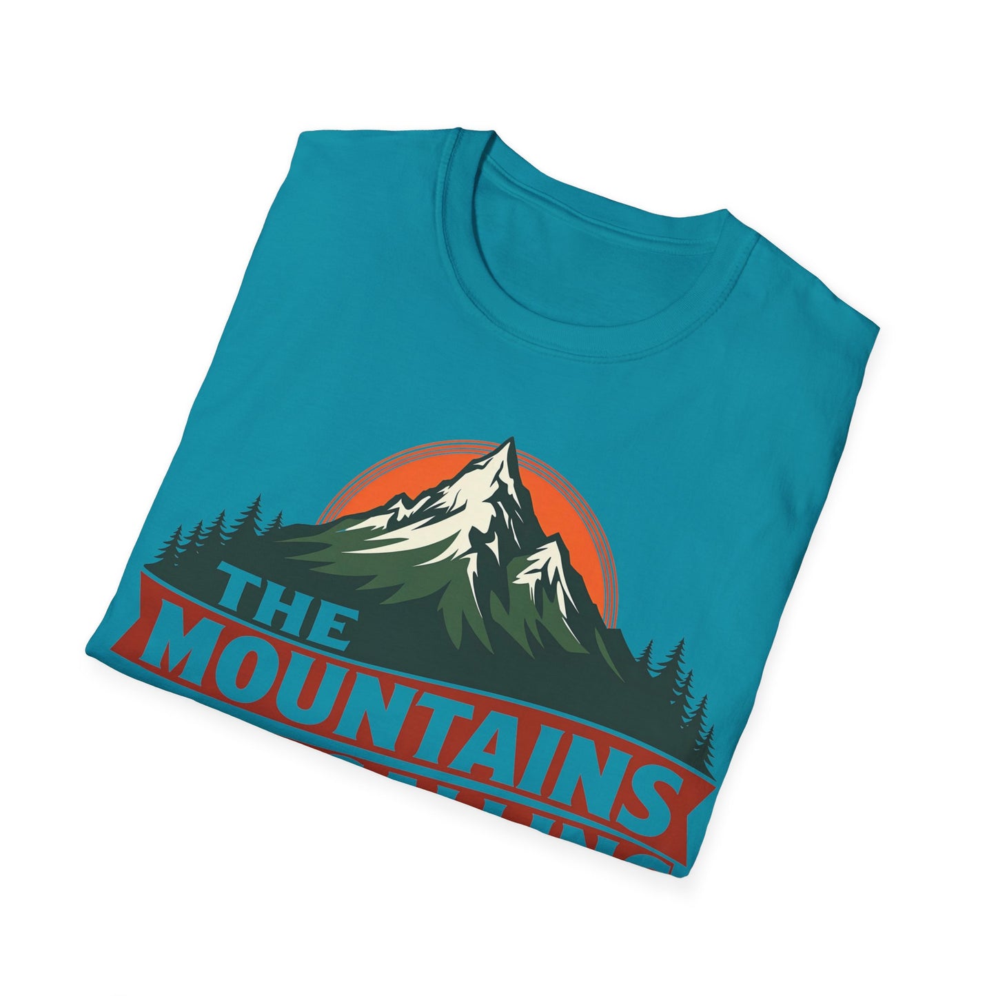 Unisex Softstyle T-Shirt - 'The Mountains Are Calling' Adventure Tee