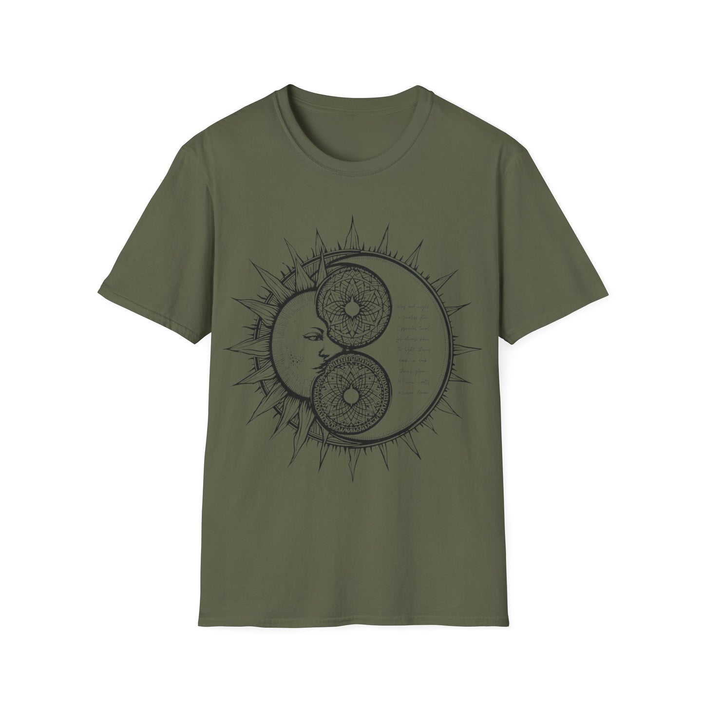 Sun and Moon Unisex Softstyle T-Shirt - Boho Aesthetic Tee for Spiritual Vibes