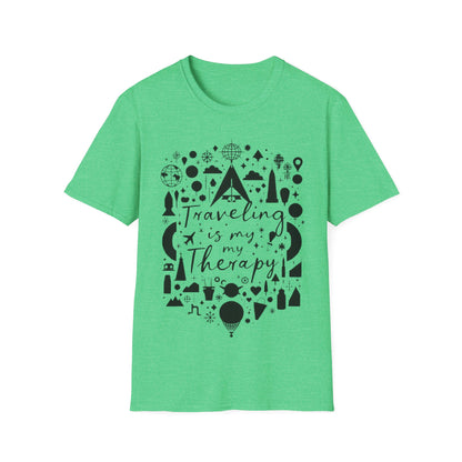 Traveling is My Therapy Unisex Softstyle T-Shirt - Adventure & Wanderlust Apparel