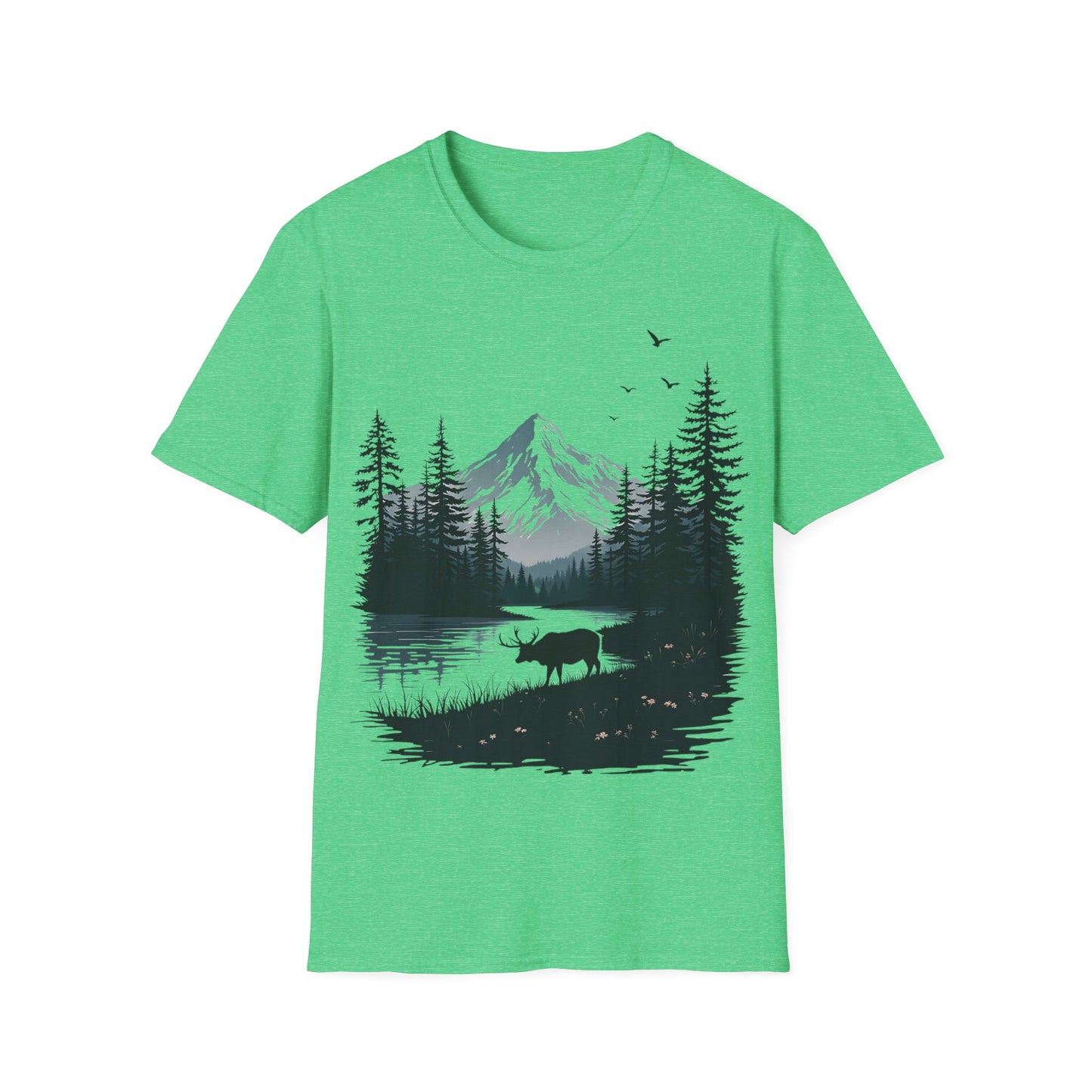 Mountain Moose Unisex Softstyle T-Shirt - Nature Lover's Tee