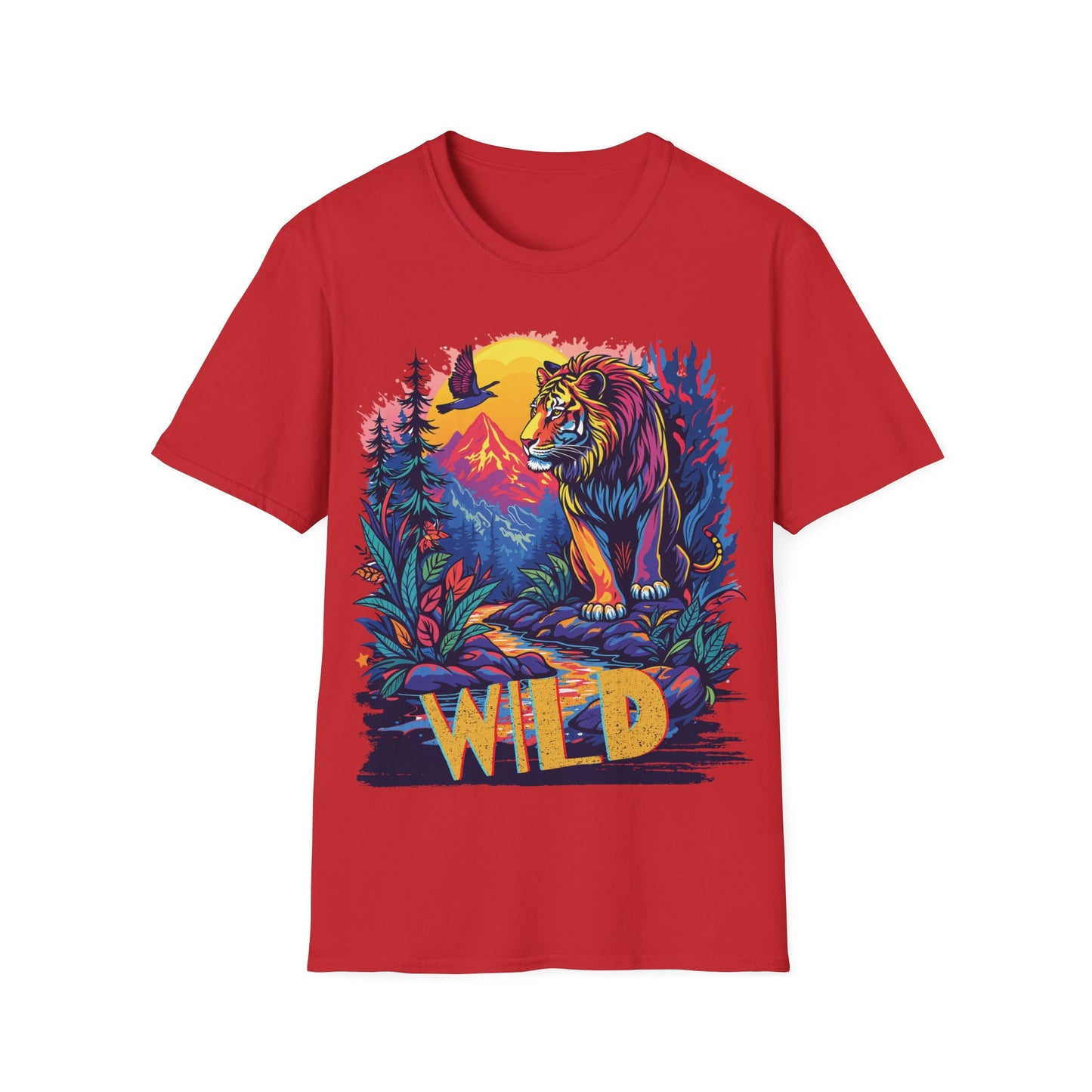 Wild Lion Graphic Unisex Softstyle T-Shirt - Nature Lover's Apparel