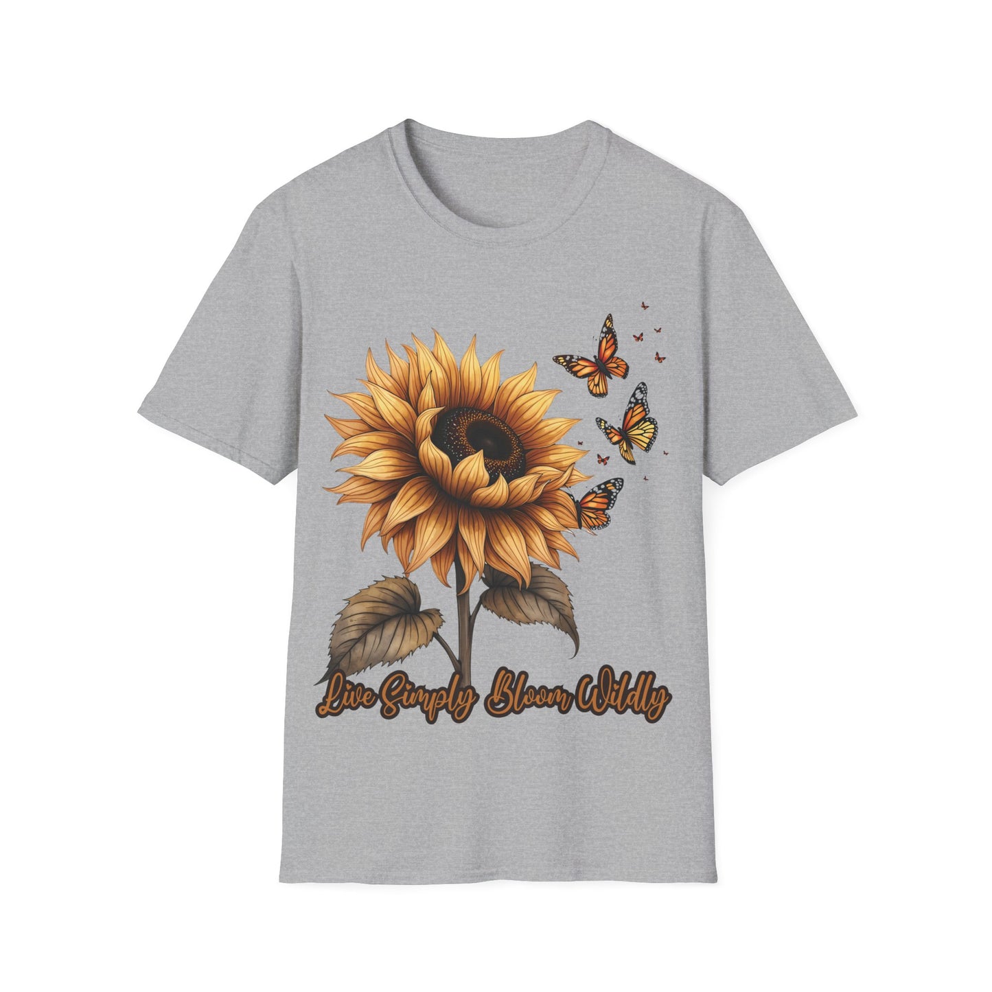 Live Simply, Bloom Wildly Sunflower Unisex Softstyle T-Shirt