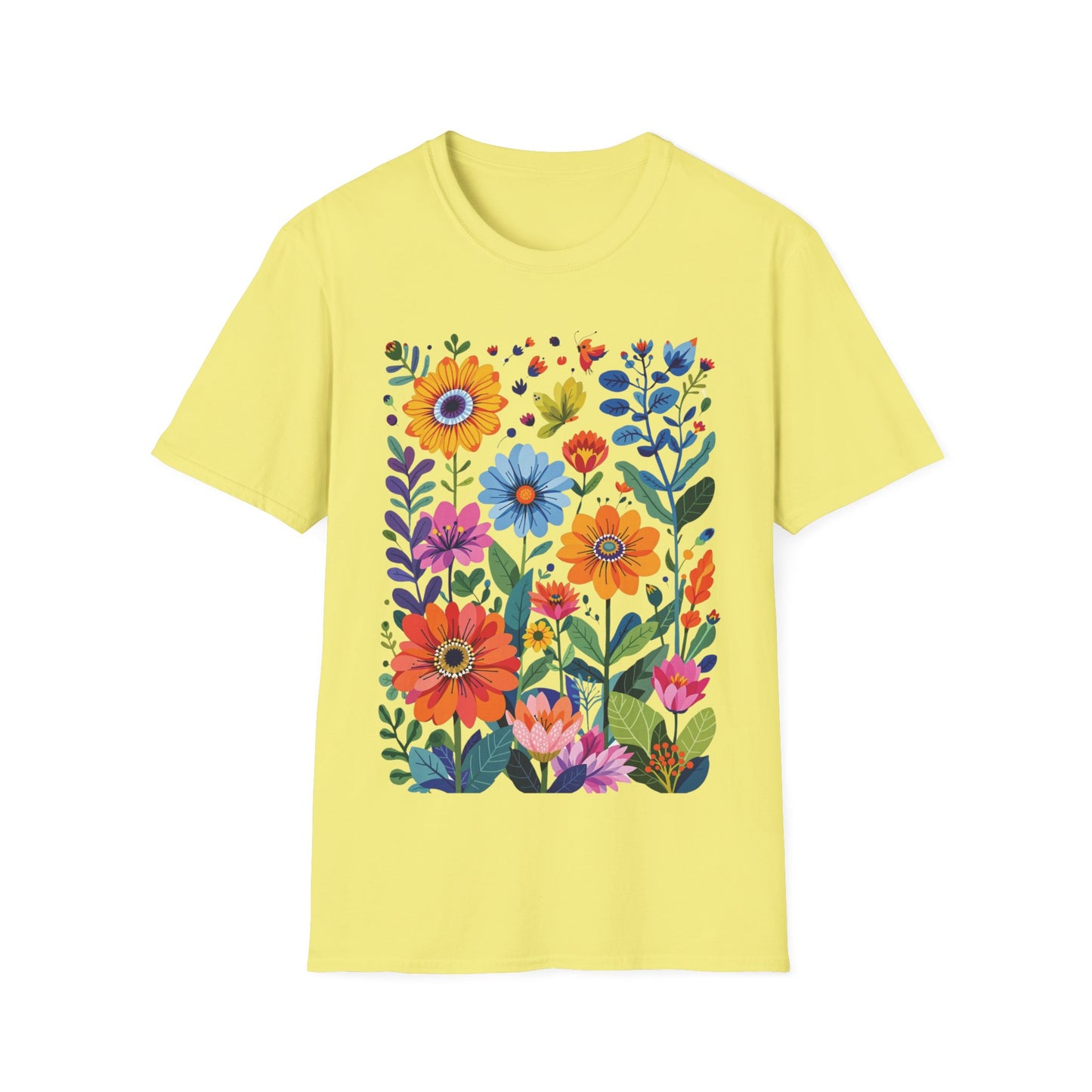 Floral Garden Unisex Softstyle T-Shirt - Vibrant Flower Art for Nature Lovers