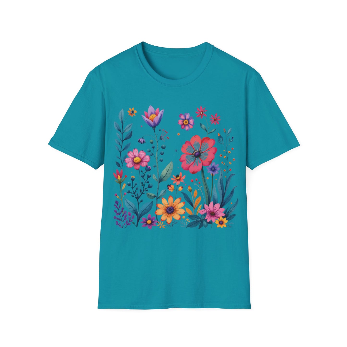 Floral Print Unisex Softstyle T-Shirt - Perfect for Spring Celebrations