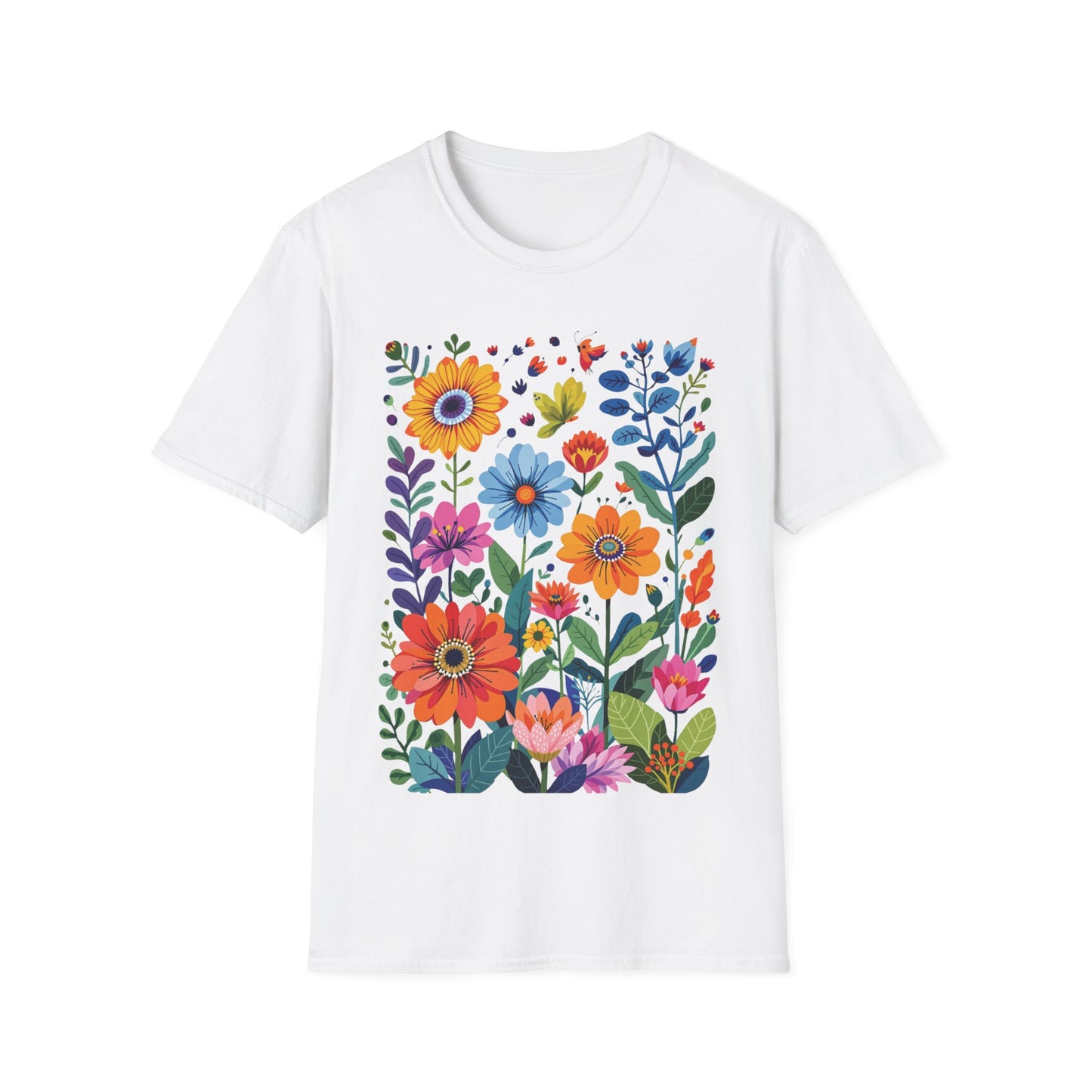 Floral Garden Unisex Softstyle T-Shirt - Vibrant Flower Art for Nature Lovers