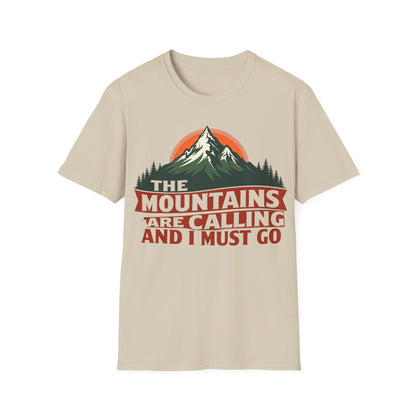 Unisex Softstyle T-Shirt - 'The Mountains Are Calling' Adventure Tee