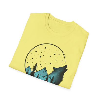 Howling Wolf Unisex Softstyle T-Shirt - Nature Graphic Tee for Adventure Lovers