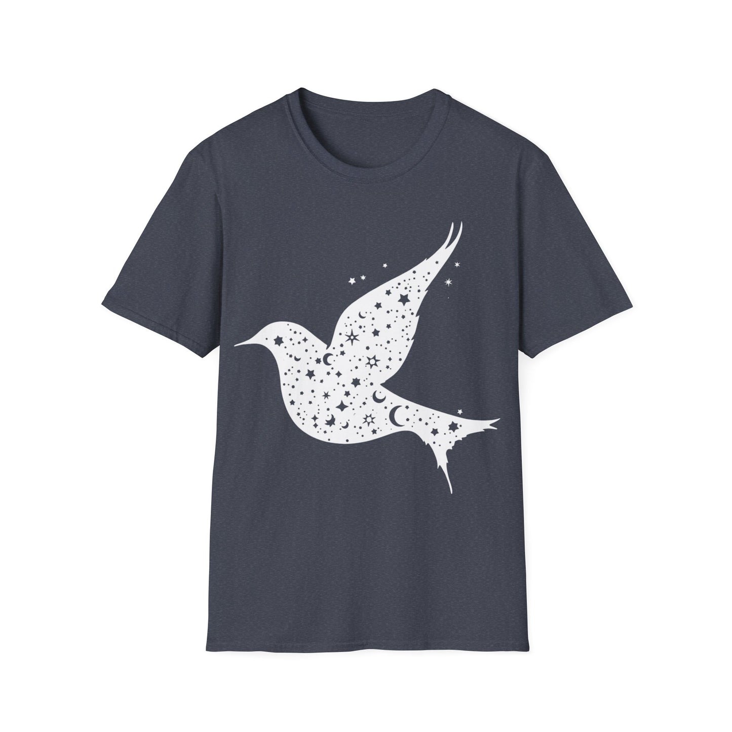 Celestial Bird Unisex Softstyle T-Shirt - Cosmic Star Print