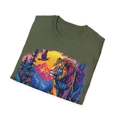 Wild Lion Graphic Unisex Softstyle T-Shirt - Nature Lover's Apparel