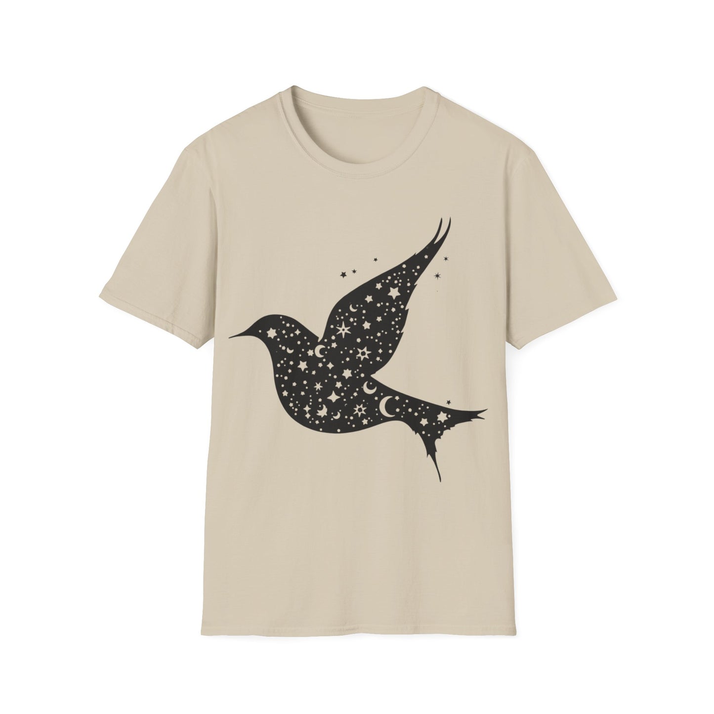 Celestial Bird Unisex Softstyle T-Shirt - Cosmic Star Print