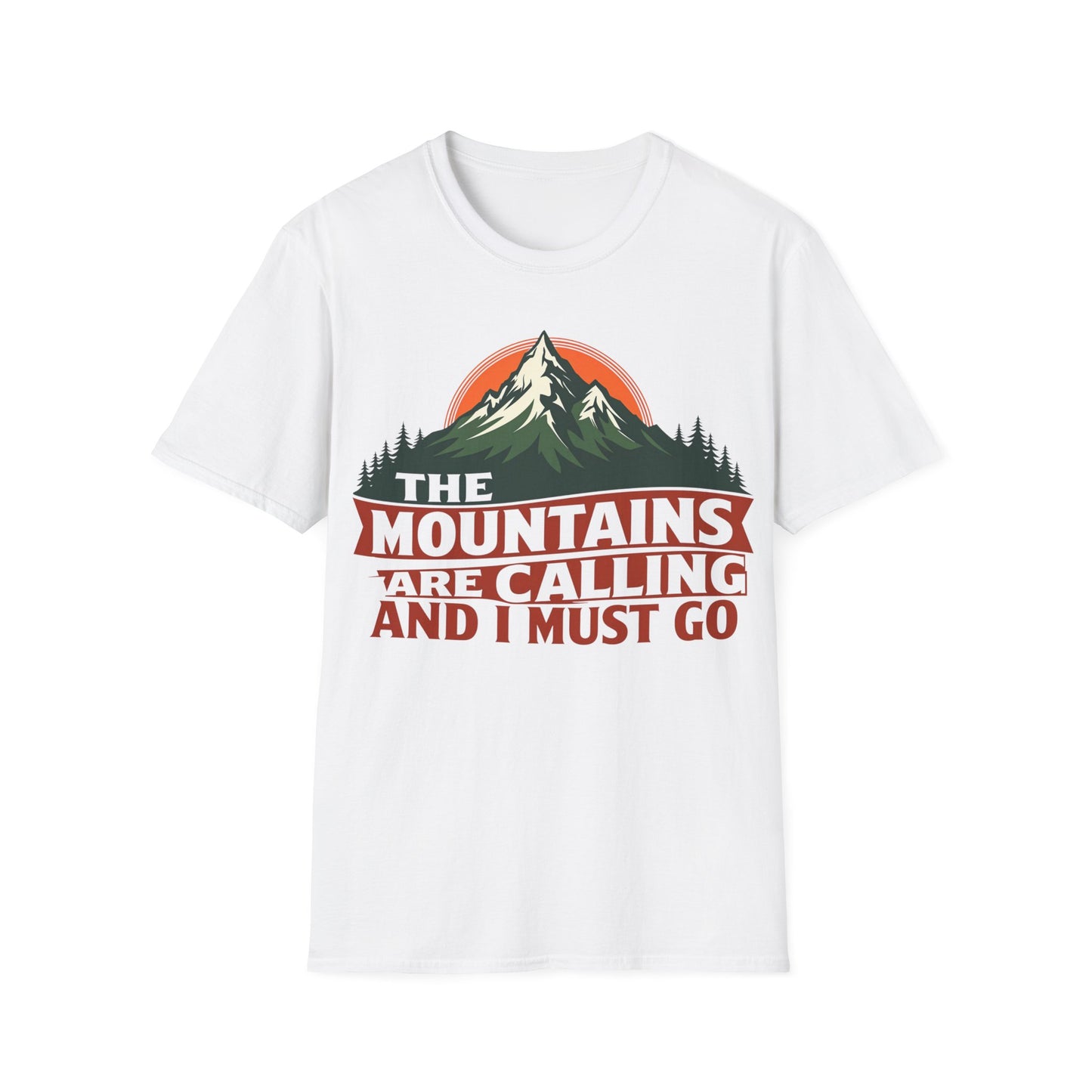 Unisex Softstyle T-Shirt - 'The Mountains Are Calling' Adventure Tee