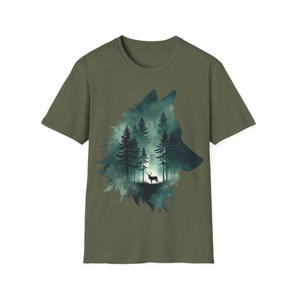 Wolf Silhouette Nature Unisex Softstyle T-Shirt