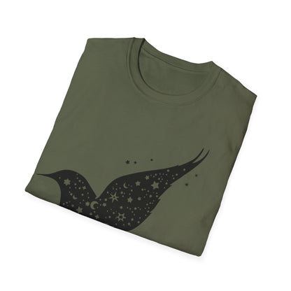 Celestial Bird Unisex Softstyle T-Shirt - Cosmic Star Print