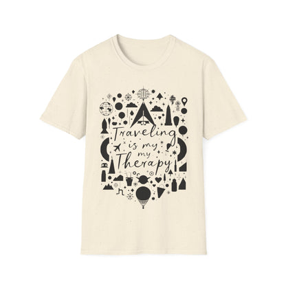 Traveling is My Therapy Unisex Softstyle T-Shirt - Adventure & Wanderlust Apparel