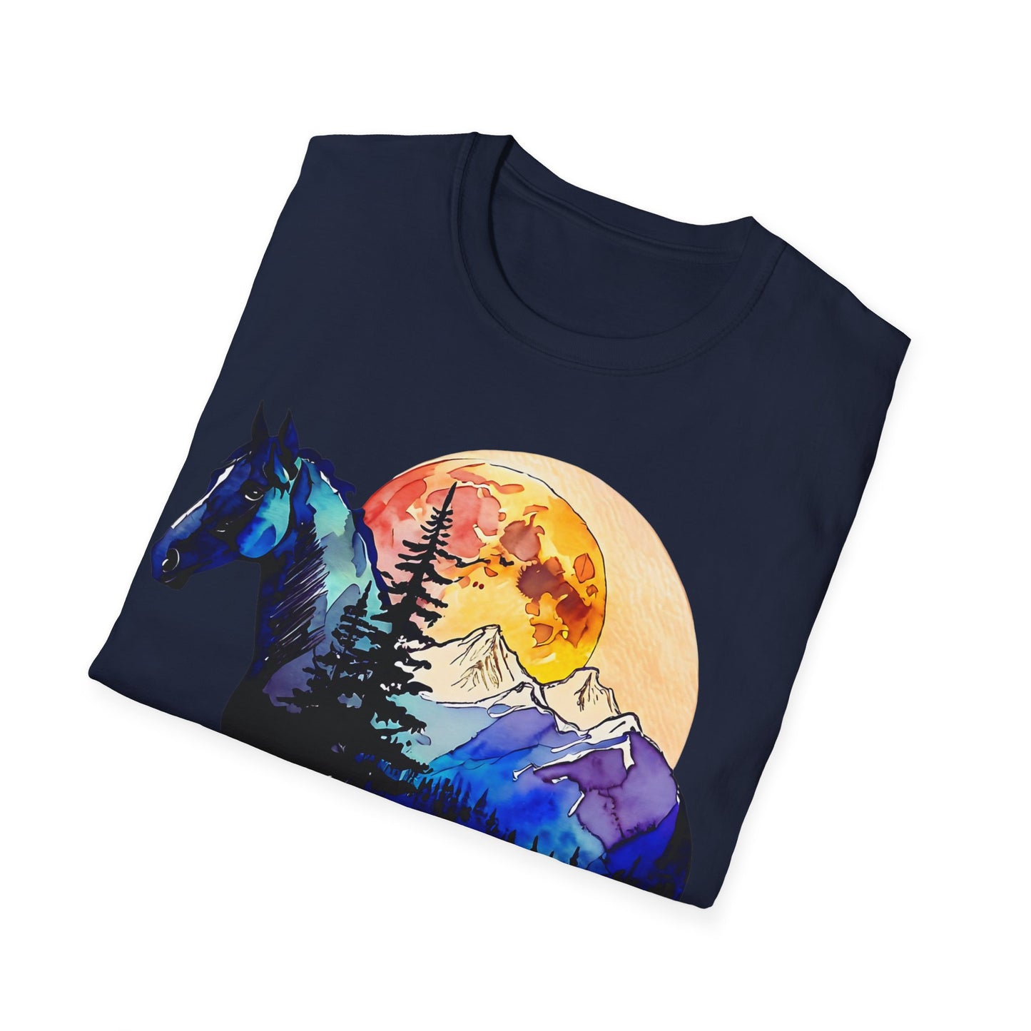 Mountain Sunset Horse Unisex Softstyle T-Shirt - Nature Lover Gift