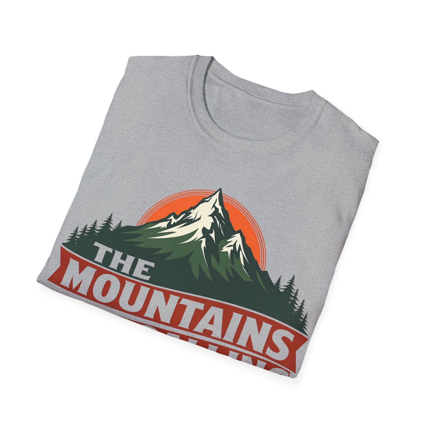 Unisex Softstyle T-Shirt - 'The Mountains Are Calling' Adventure Tee